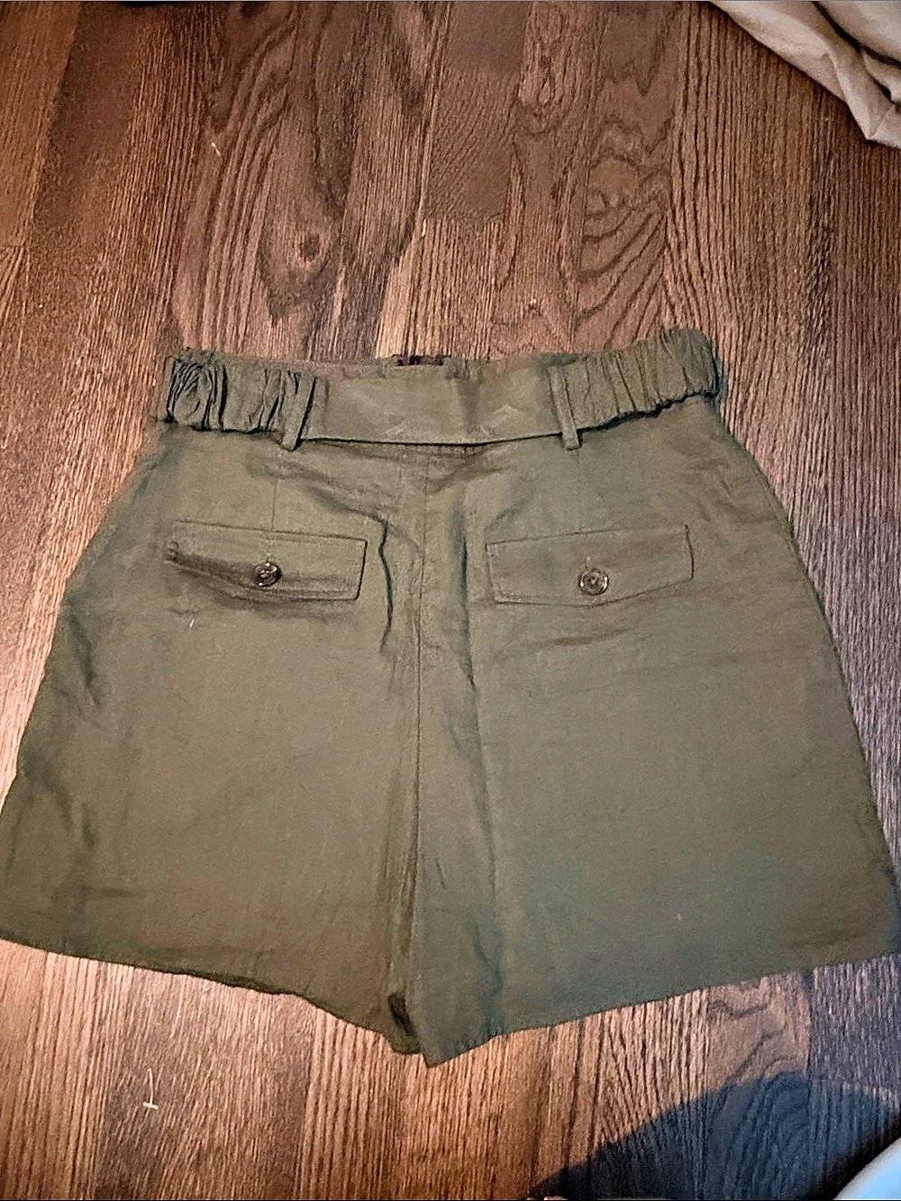Zara Belted Skort High Waist Shorts in Green Medium